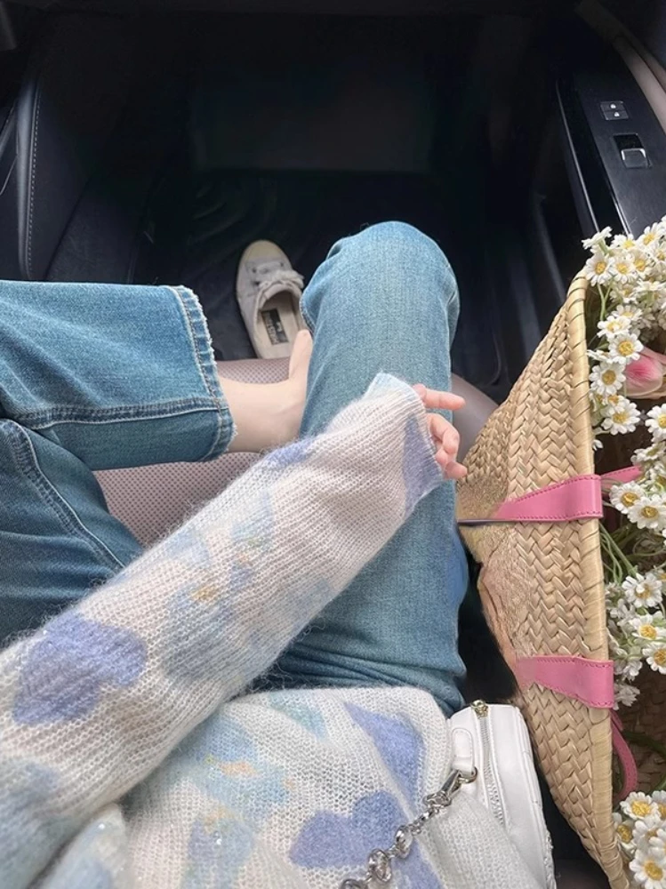 Французские милые тонкие свитера с круглым вырезом и длинными рукавами