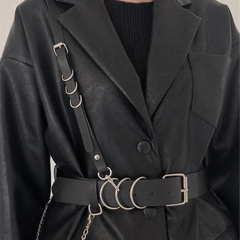 Fashion Trend Women Gothic PU Leather Harness Belts Body Bondage Waist Straps Punk Rock Stylish Accessories Lady Party Belt Gift