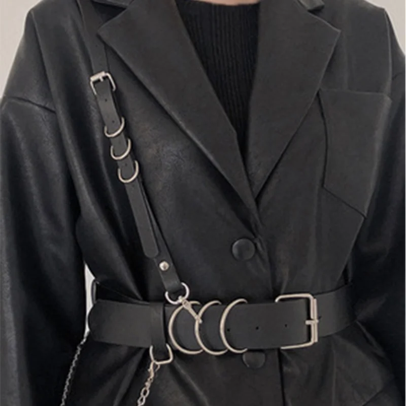 

Fashion Trend Women Gothic PU Leather Harness Belts Body Bondage Waist Straps Punk Rock Stylish Accessories Lady Party Belt Gift
