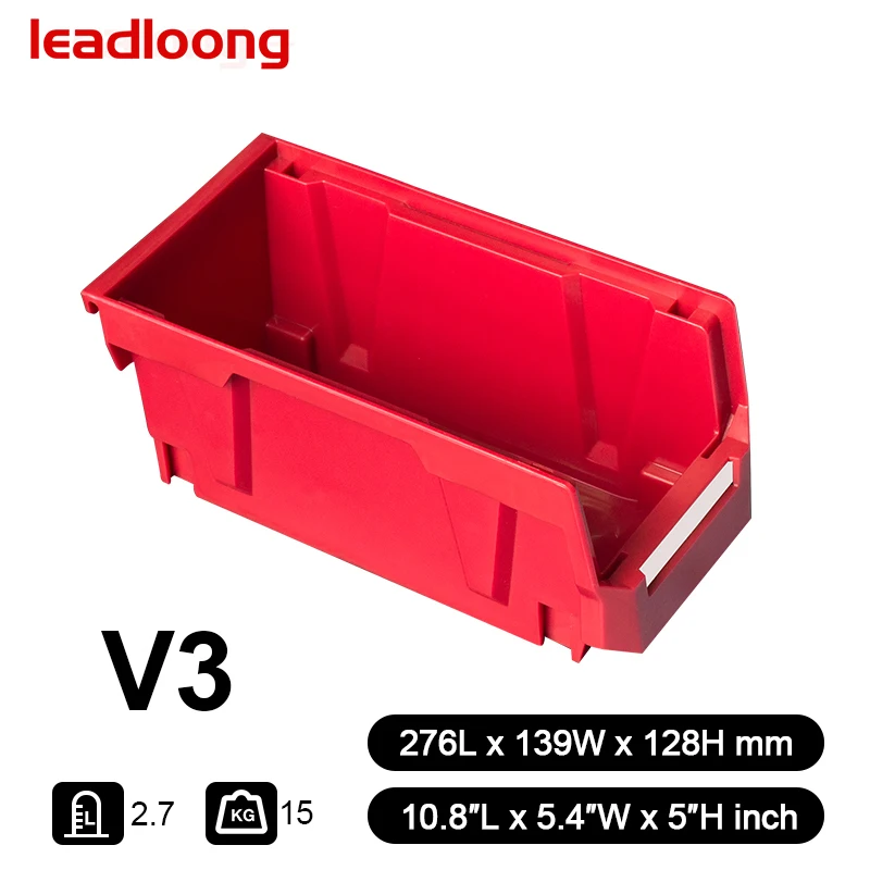V3 4/6/9 Pieces 276*139*128mm Industrial PP Stackable Beads ESD Box Hardware Plastic Storage Case Hanging Bin
