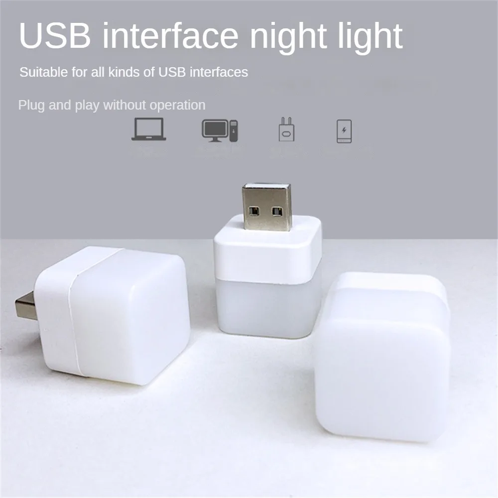 

Small Usb Light Eye Protection 2.5x3.6cm Reading Light Mobile Power Charging Computer Night Light Householdg Tools Led Square