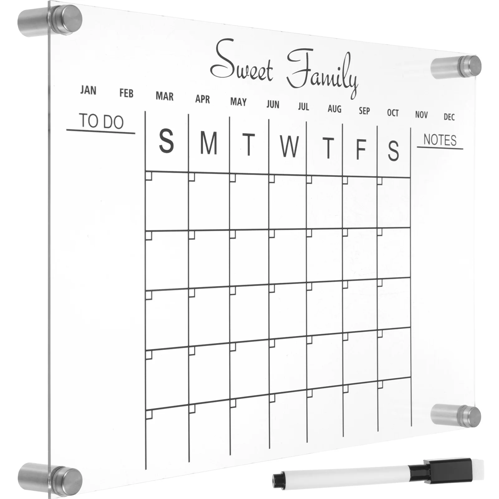 Transparent Writing Acrylic Mini Frige Fridge Calendar Digital Weekly Planner Portable Mini White Stand Note Desk