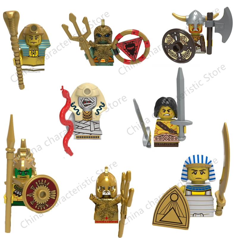 

Egyptian Warrior Pharaoh Atlantis Aztec Warrior Viking Warrior Barbarian Mummy Building Block Figures Toy For children gift