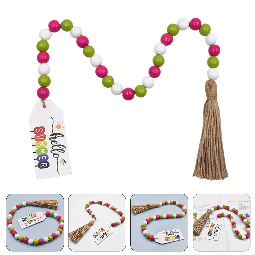 

Summer Wooden Beaded Tassel Garland Home Wood Beads Decor Hanging Ornament