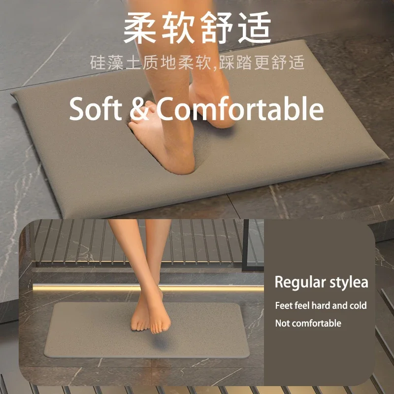 Мягкий удобный коврик для ванной комнаты с диатомовой землей впитывающий