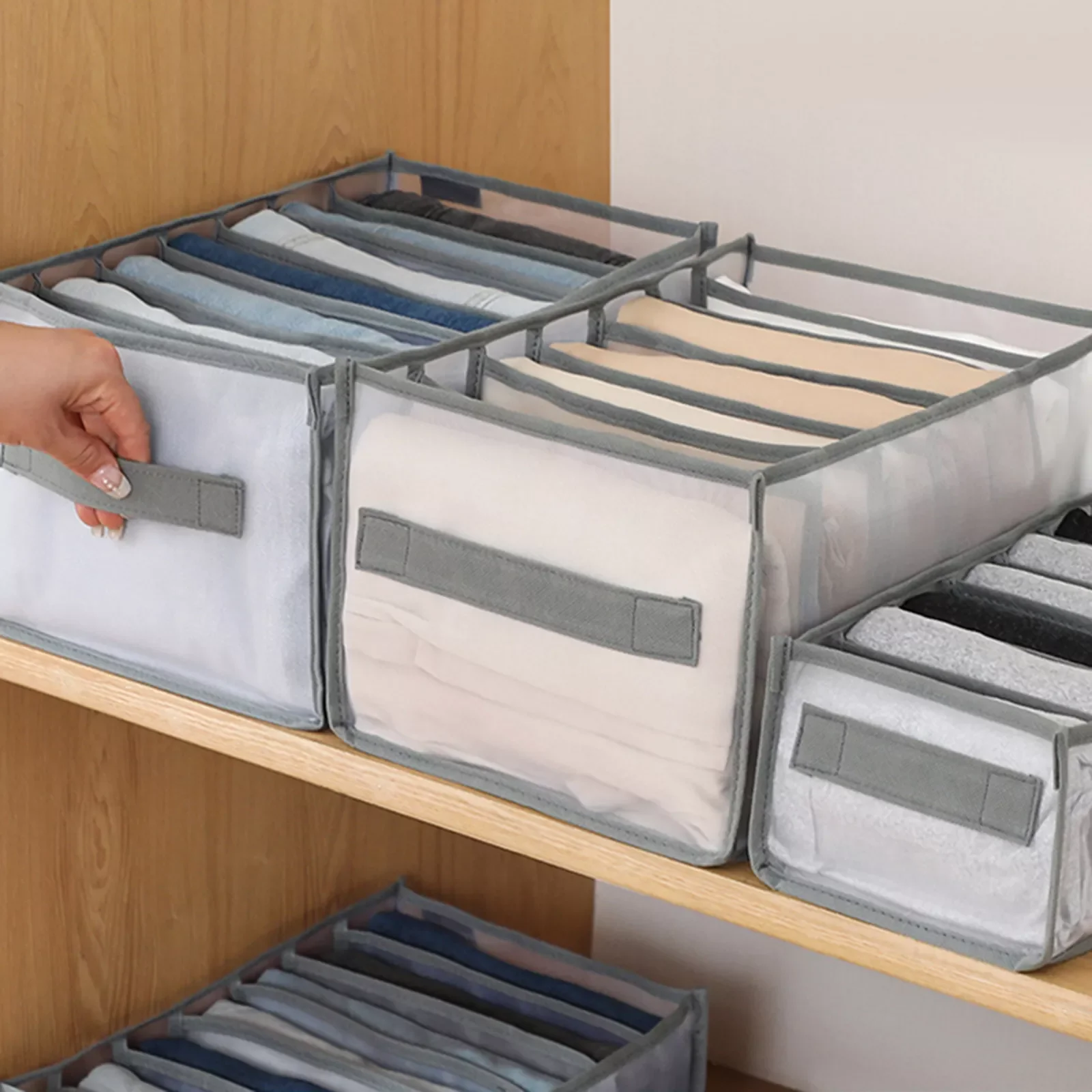 

Jeans Compartment Storage Box Closet Organizer Clothes Separation Box Pants Drawer Divider Storage Underwear Bra Organizer