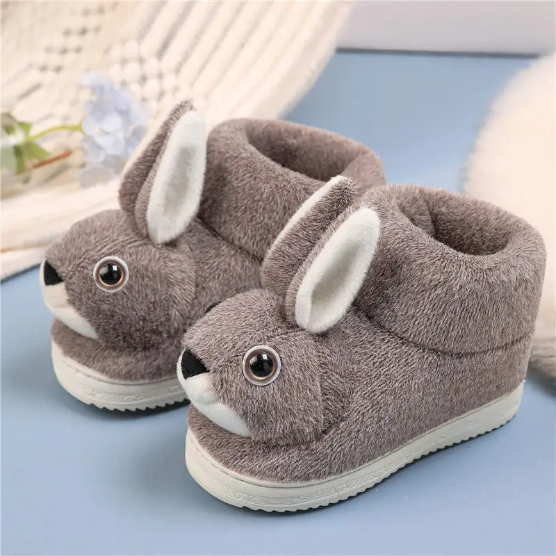 Hare Bunny Slippers Girls Winter Warm Shoes Indoor Home Slippers Kids Fur Booties Furry Slippers Child Boys Fuzzy Rabbit Shoes