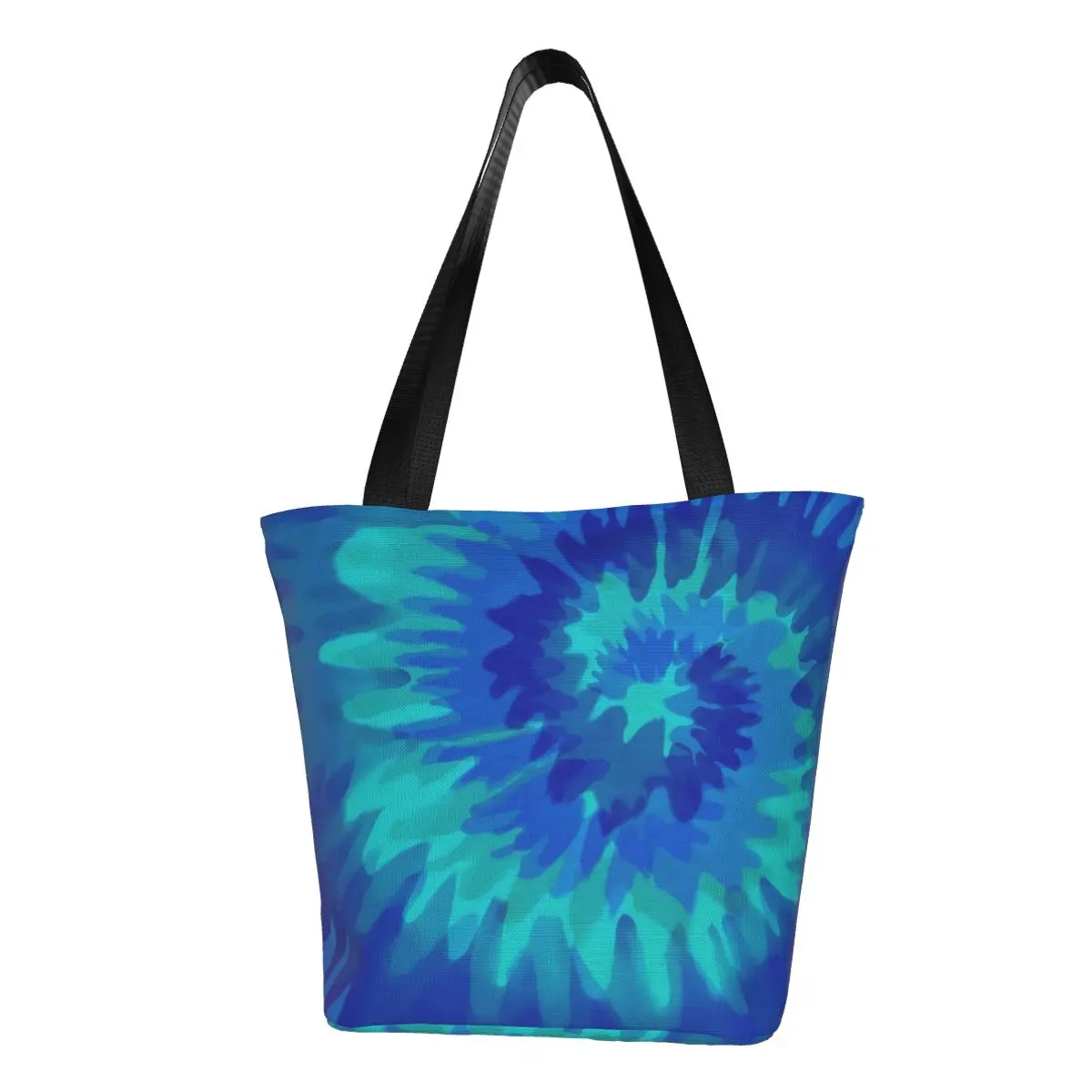

Blue Vibrant Tie Dye Shopper Bag Retro Swirl Print Beach Handbags Women Print Shoulder Bag Aesthetic Polyester Tote Bag