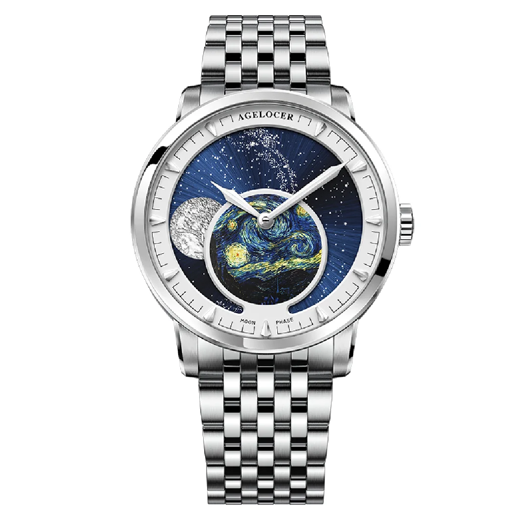 

AGELOCER Self-winding Mechanical Watch Moonphase Automatic Watches Waterproof Power Reserve 80H Wristwatch Men relogio masculino