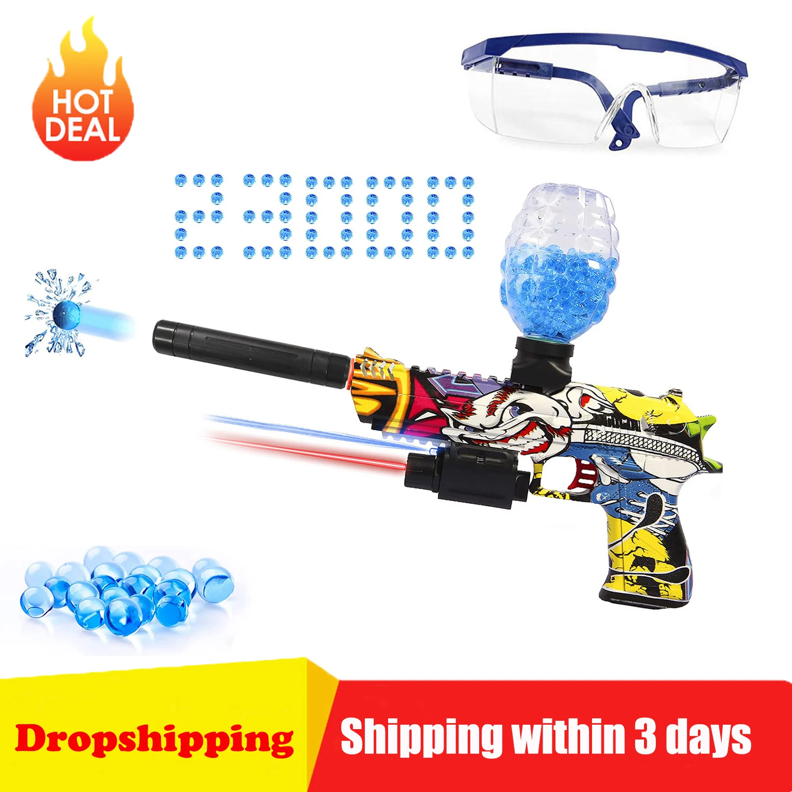 

Desert Eagle Graffit Pistol Electric Gel Blaster Splatter Water Balls Toy With 23000 Pistol Beads For Children Automatic Aim Gun