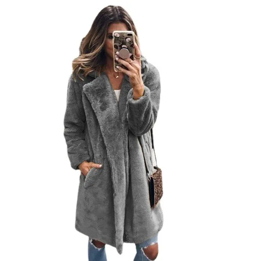 Women's Leather Fur Coat Mid-Length Autumn and Winter Imitation Fur Coat Overcoat Female Faux Fur Coat