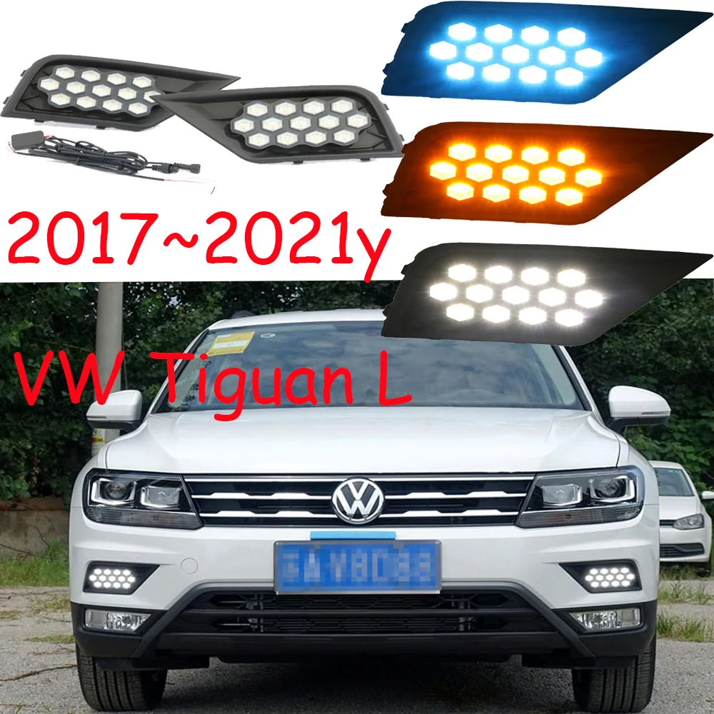 Автомобильный бампер фары для VW Tiguan L дневного света 2017 ~ 2021y DRL автомобильные