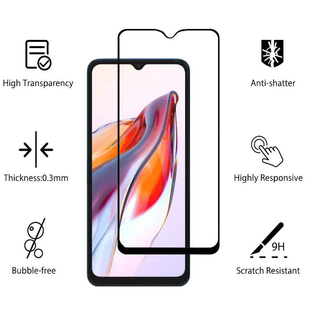Pelicula, Front Tempered Glass For Xiaomi Redmi 12 C NFC Screen Protectors Redmi 10C 9C 12C cristal templado Redmi12C protector pantalla Redmi 10A 9A verre trempé Redmi10C Camera Lens Film