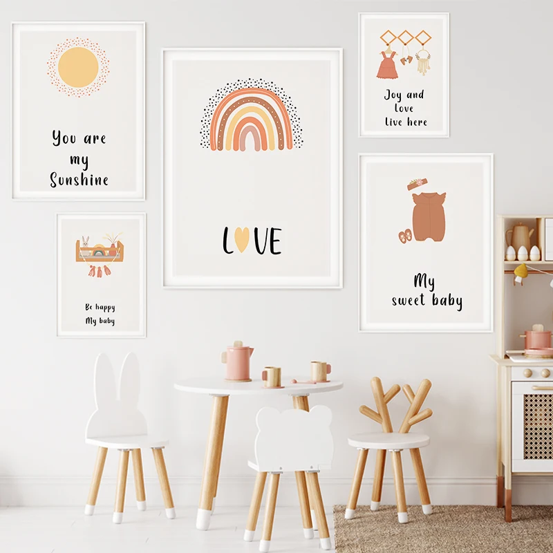 Радуга Солнце Холст Плакат Картина Любовь Принт Богемия Настенное Искусство