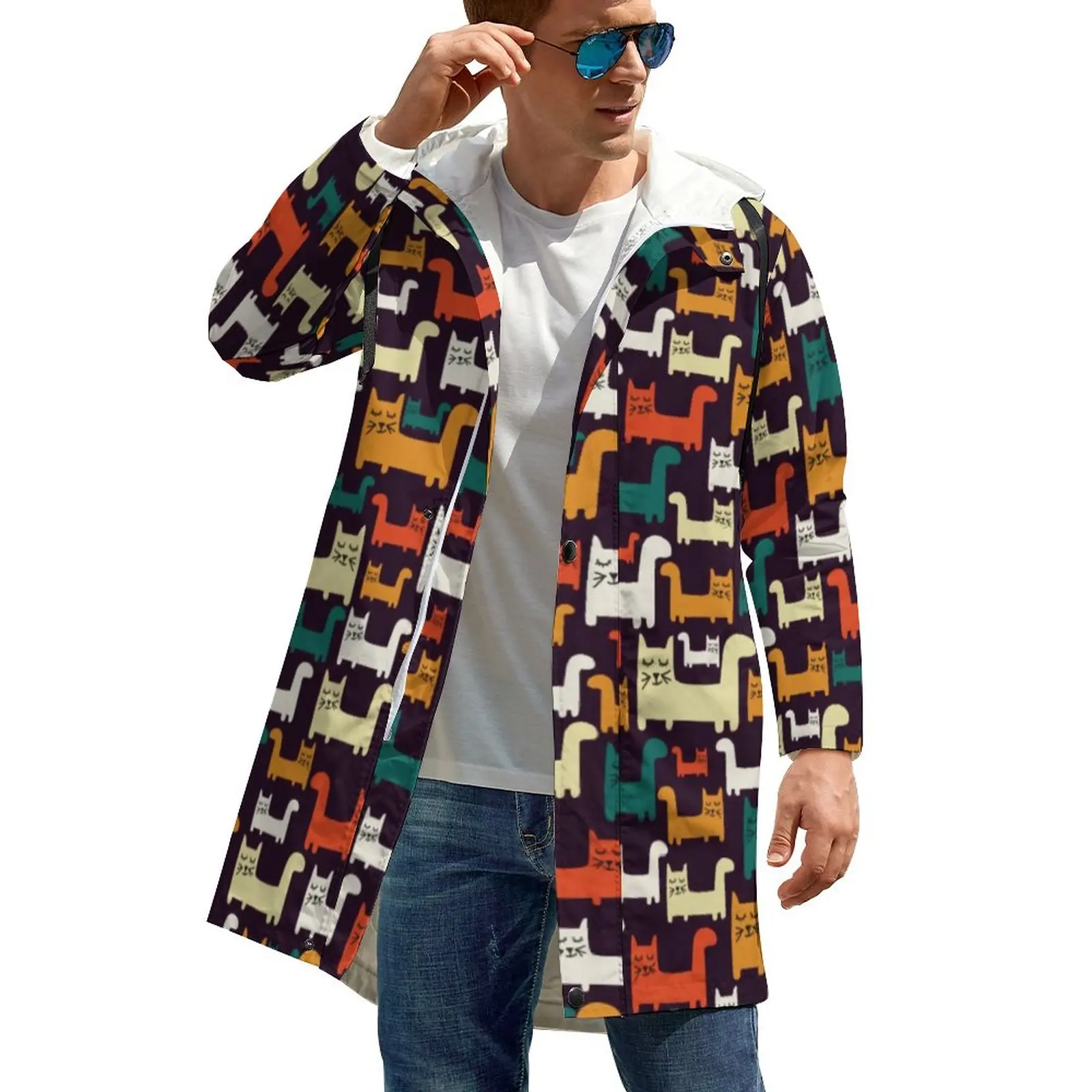 

Colorful Cats Coats Cute Animal Print Modern Casual Winter Jackets Men Outdoor Windbreak Pattern Oversize Zipper Clothing