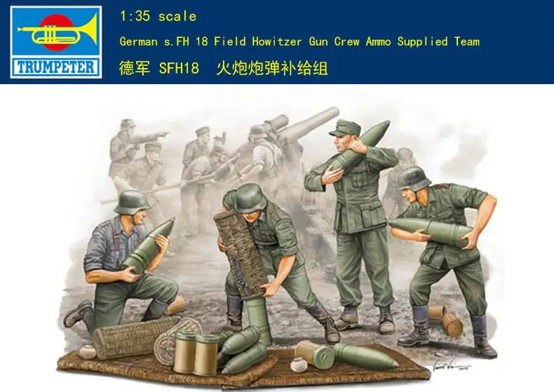 

Trumpeter 00426 1:35 scale Germany Army Artillery Set No.2 During Loading model kit