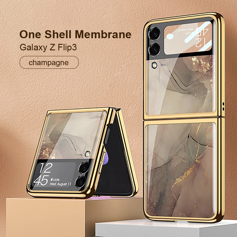 For Samsung Galaxy Z Flip 3 case ring bracket for Samsung ZFlip3 Z Flip3 folding anti-fall transparent protective cover