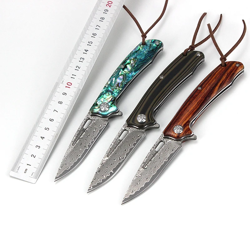 

New Tactical Folding Knife Ball Bearing Outdoor VG-10 steel core Damascus Steel blade Camping Pocket EDC Tools