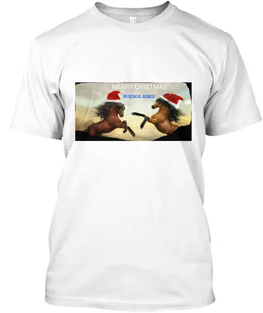 Футболка с изображением рождественской лошади из Буэнос-айсера Сделано в США