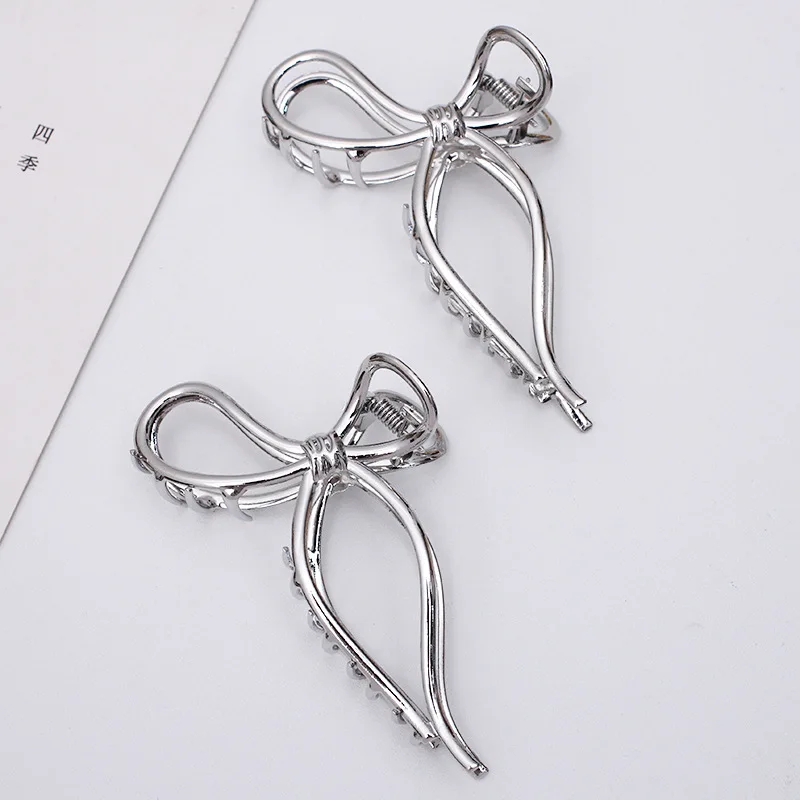 10 штук Золото / Серебро покрытие Бант Заколка Мода Женщина на задней части головы Клип Прическа с Прическа Пони.