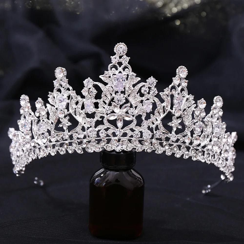 

Baroque Luxury Cubic Zirconia Crown Crystal Bridal Tiaras CZ Crowns Wedding Hair Accessories Rhinestone Pageant Diadem Hairband