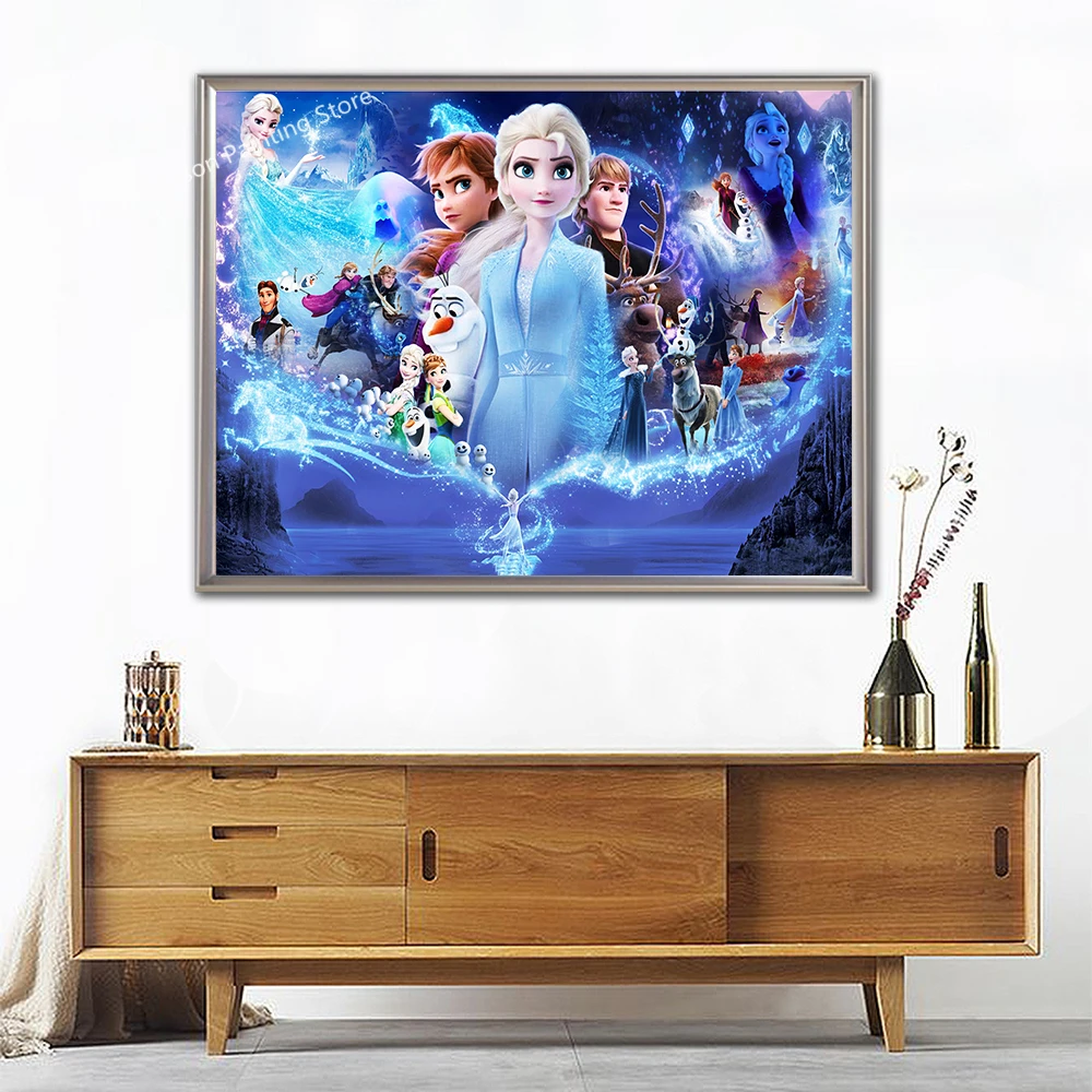 

Картина на холсте Disney, Классическая сказочная искусственная роспись, принцесса, декор для детской комнаты, настенный плакат, печать, украше...