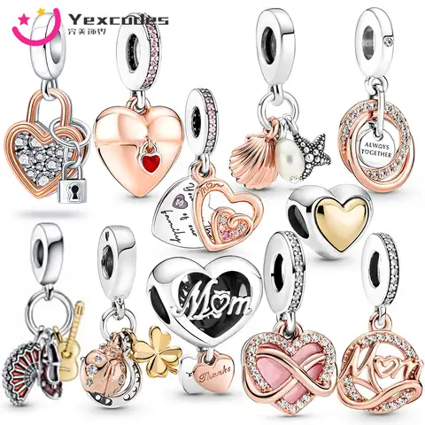 European charm, a two -tone pendant, a brilliant symbol of eternity, heart, necklace, bracelet, male, female, children's jewelry, seed ...