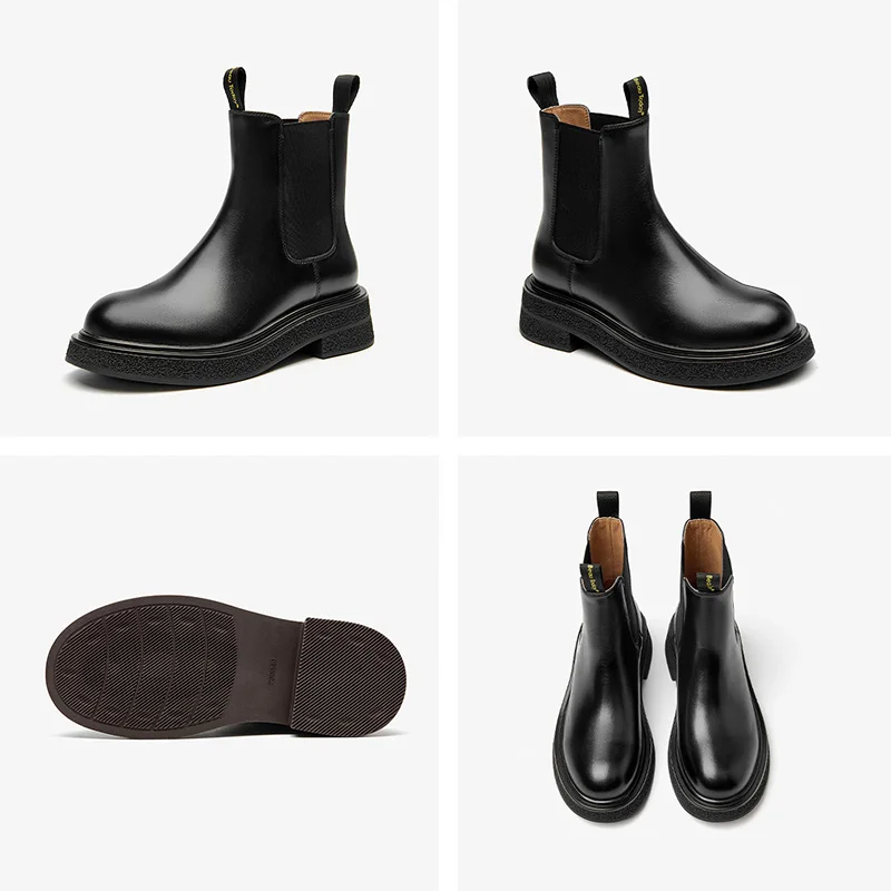 BEAUTODAY ботинки челси женские однотонные из телячьей кожи с круглым носком без