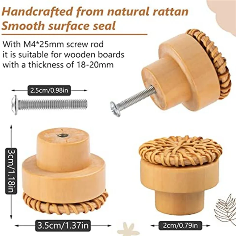 Ручки для комода в стиле бохо ручки из ротанга деревянные ящиков круглые с