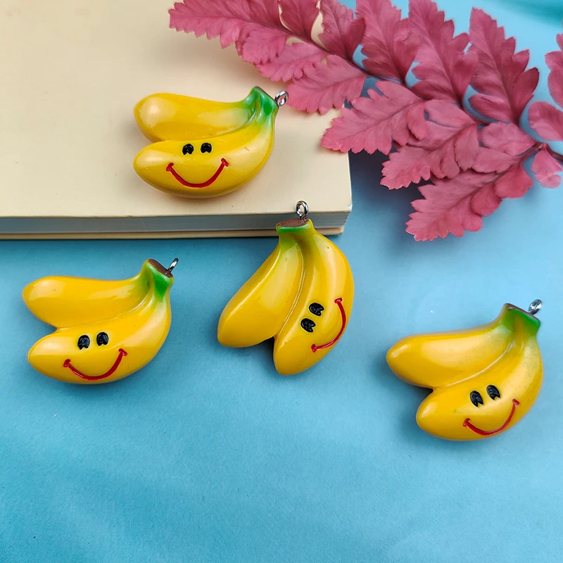 

10 Piece Yellow Banana Happy Expression Charms Pendant For Handmade Cute Earrings Necklace Fashion Jewelry Findings