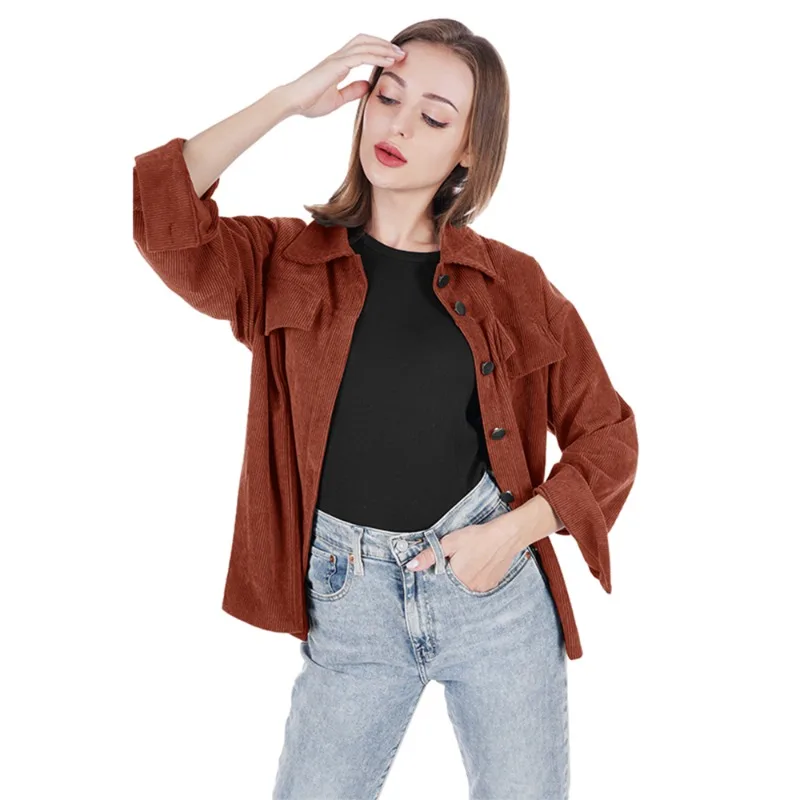 Весенне-осенняя модная Вельветовая куртка с длинным рукавом