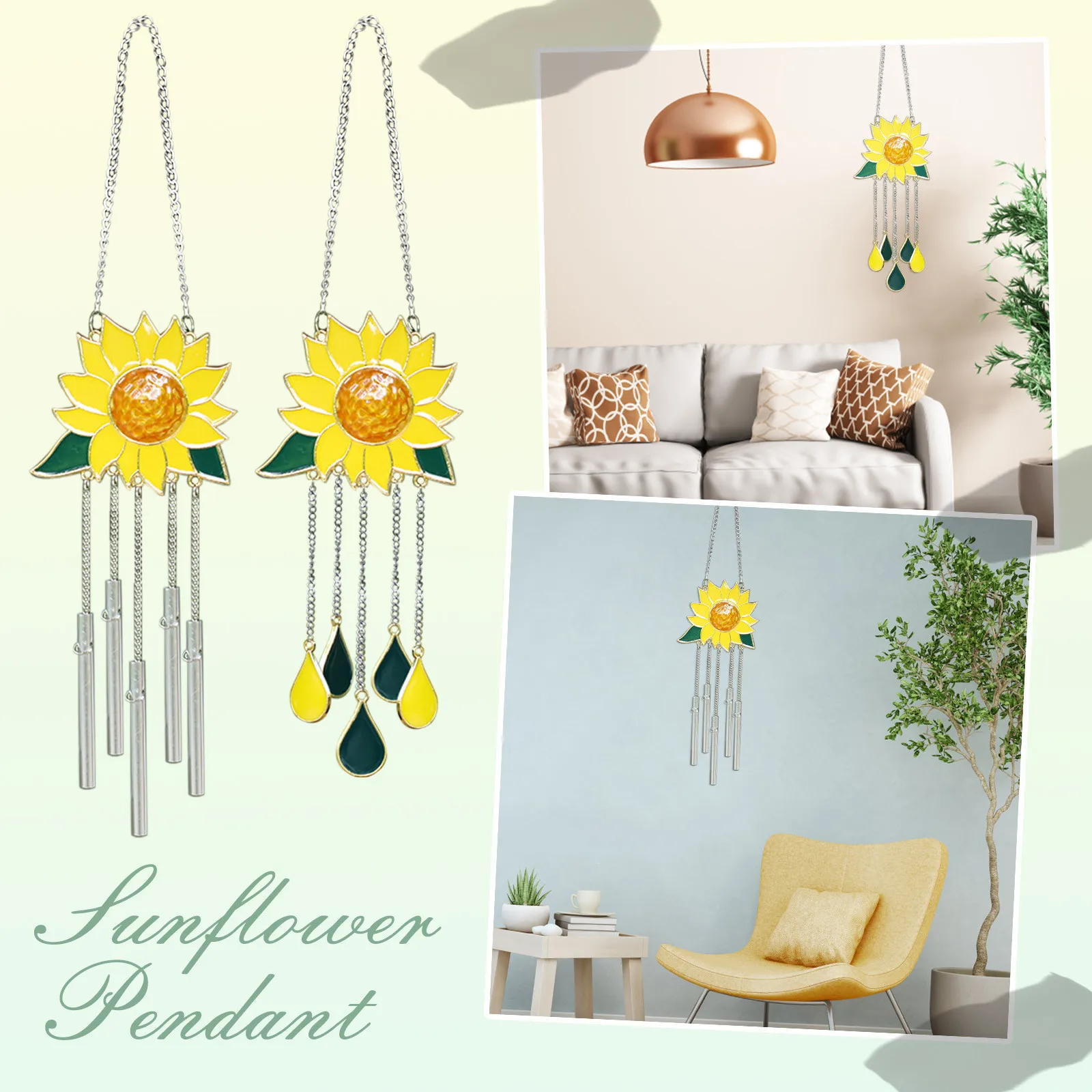 

Красивый декоративный Подсолнух с цепочками для украшения дома, Декор для дома, колокольчики с колибри, украшения на день рождения