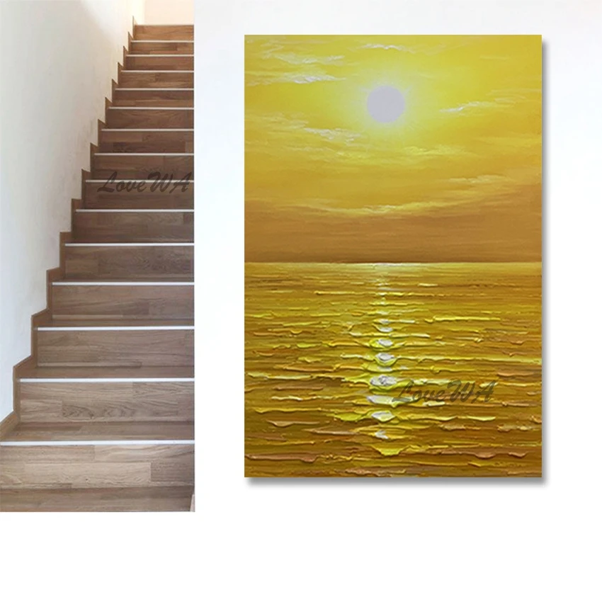 

Abstract Hand-painted Sunset Seascape Oil Painting Unframed Canvas Wall Art Scenery Picture Canvas Artwork Home Decor Showpieces