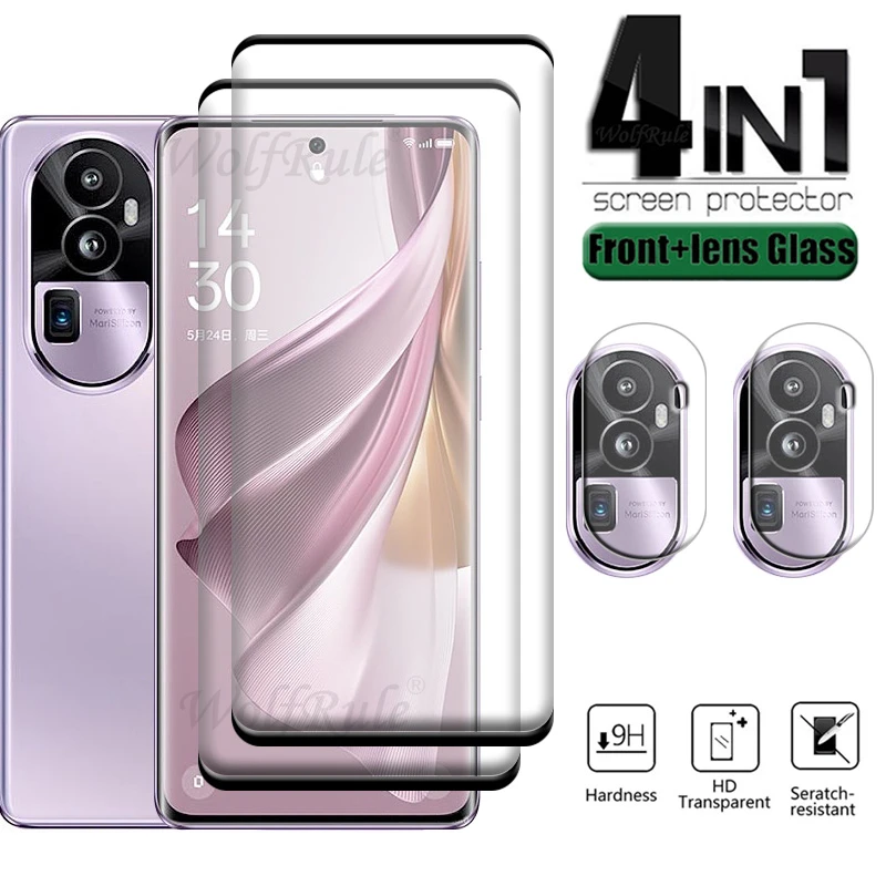 

4 в 1 для Reno 10 Pro Plus стекло OPPO Reno 10 Pro Plus 5G закаленное стекло 9H изогнутая защита экрана Reno 10 Pro Plus стекло для объектива