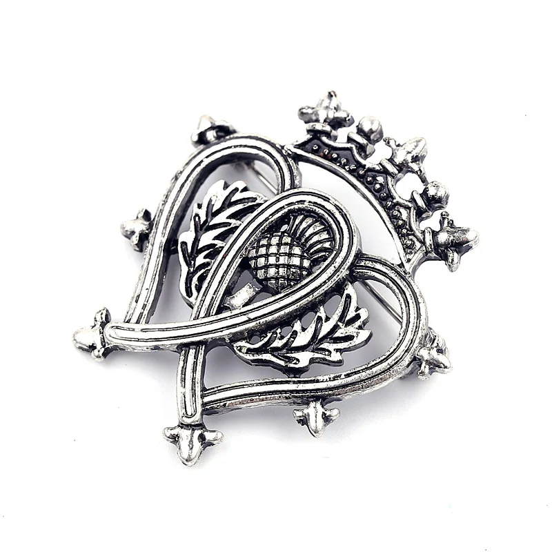 Винтажная брошь Outlander цветок корона двойное сердце Шотландия расторопши