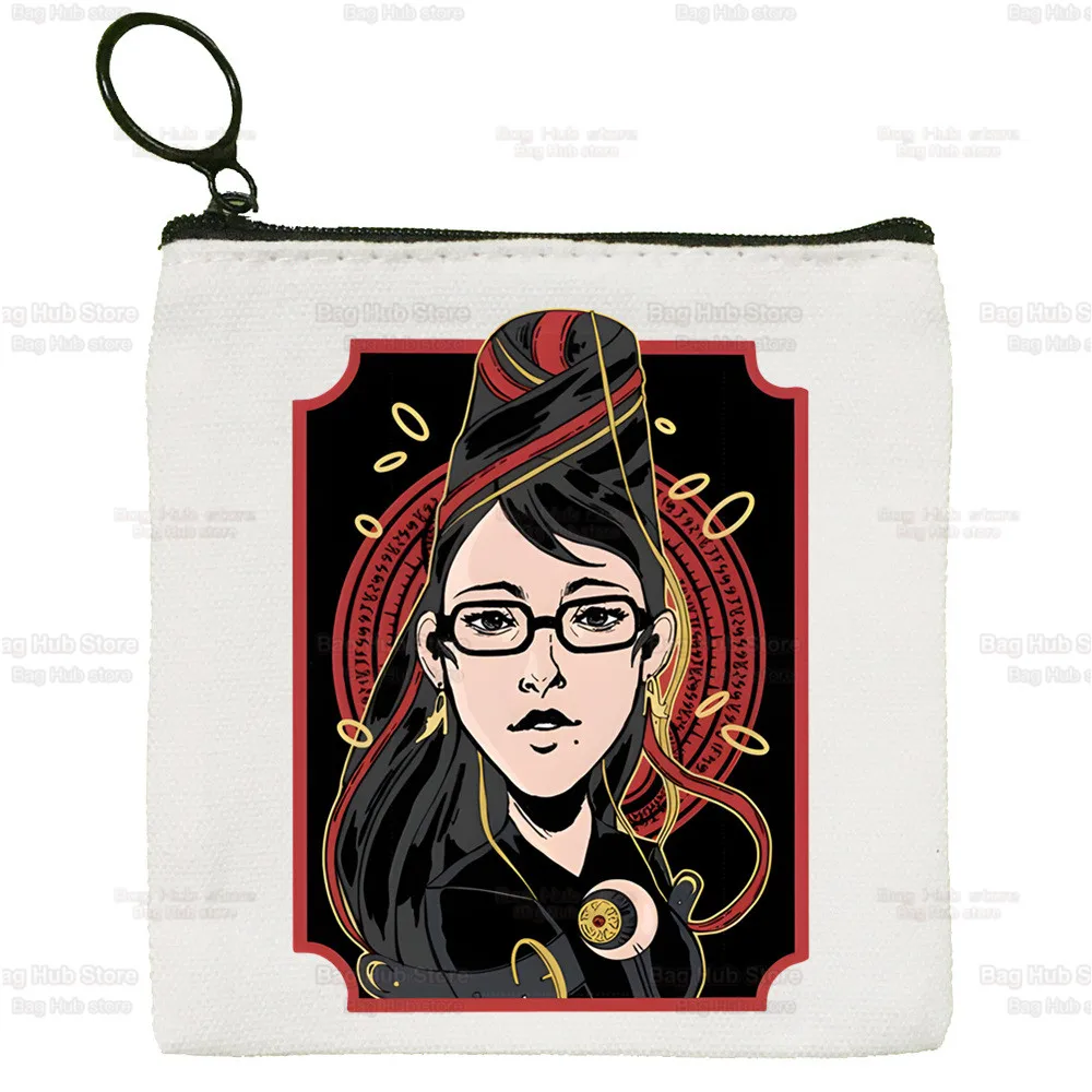 Game Bayonetta Canvas Coin Purse Custom Logo Storage Pouch Canvas Bag  New Coin Bag Key Coin Purse