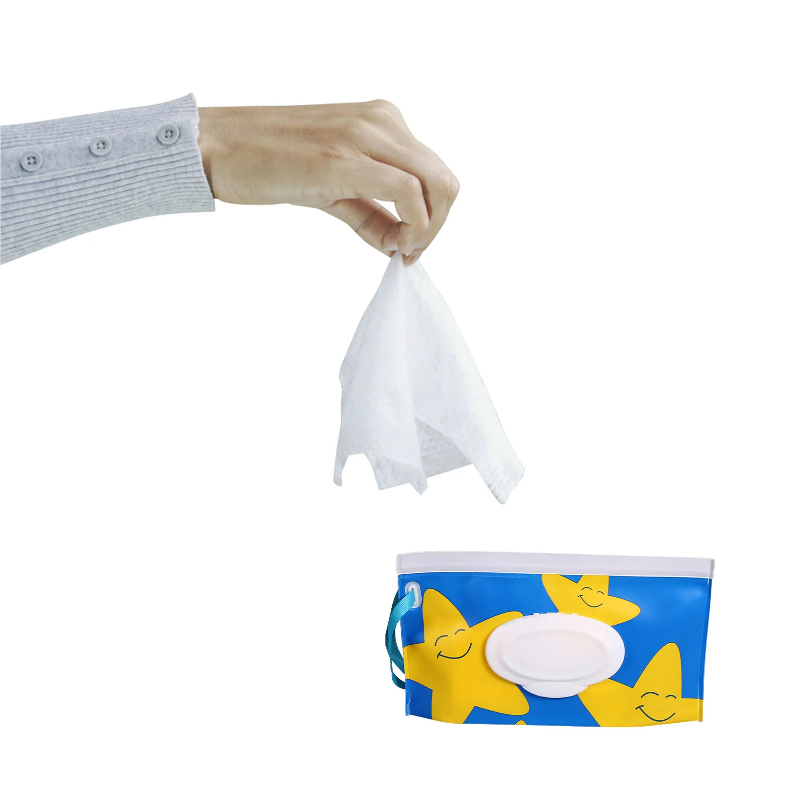 

Baby Wet Wipes Pouch Reusable Wet Wipes Container For Baby Functional Wet Wipes Dispenser Wipes Container With Lanyard