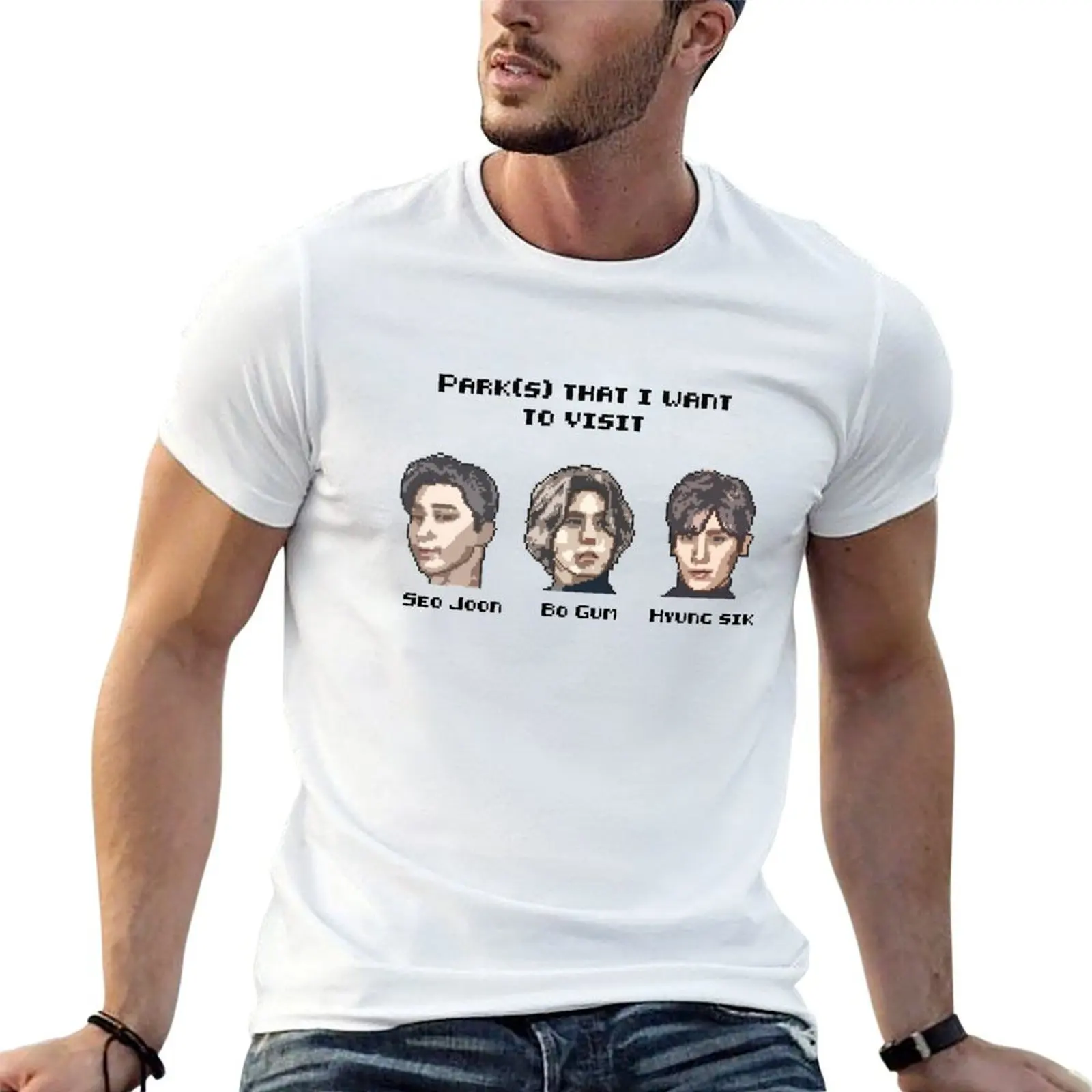 Фото Футболка Park Seo Joon Park Bo Gum Park Hyung-sik, повседневная, с коротким рукавом, для фестивалей №1