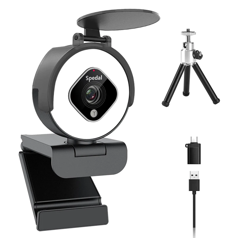 Spedal 962Pro HD 1080P 60FPS USB веб-камера с кольцом светильник веб-камера с микрофоном крышка конфиденциальности включены для ПК/ноутбука/Mac