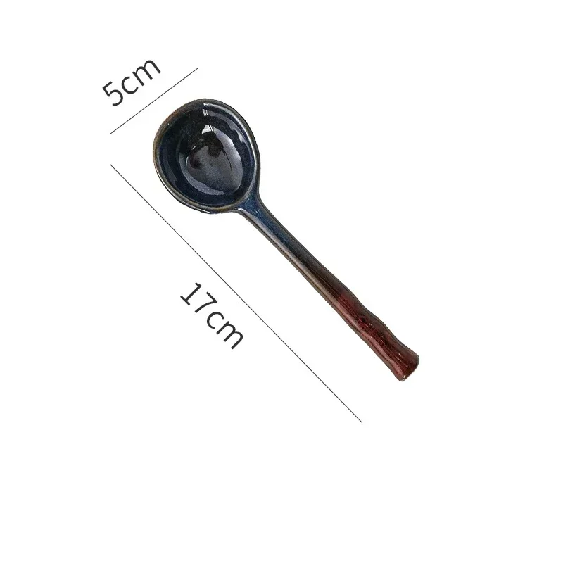 

Керамическая маленькая ложка для супа в японском стиле, глиняная ложка, милые оригинальные ложки для дома, кухонная посуда