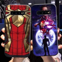 avengers spiderman iron man for samsung galaxy s10 s10 plus s10e s10 lite s10 5g phone case black carcasa soft liquid silicon