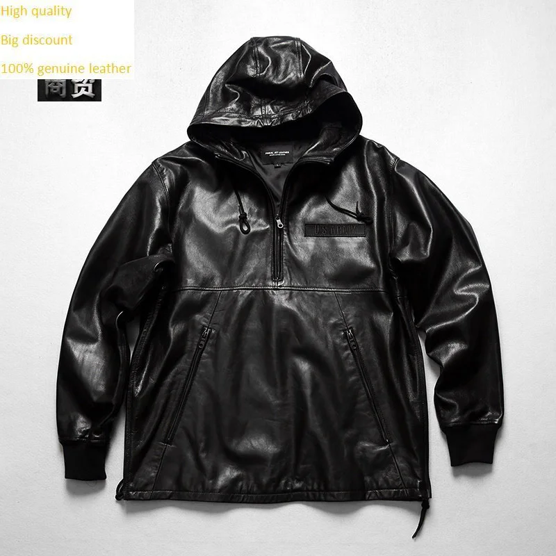 

Повседневный Кожаный свитер с капюшоном для мужчин и женщин, люксовый свитер из 100% натуральной кожи, весна-осень 2023