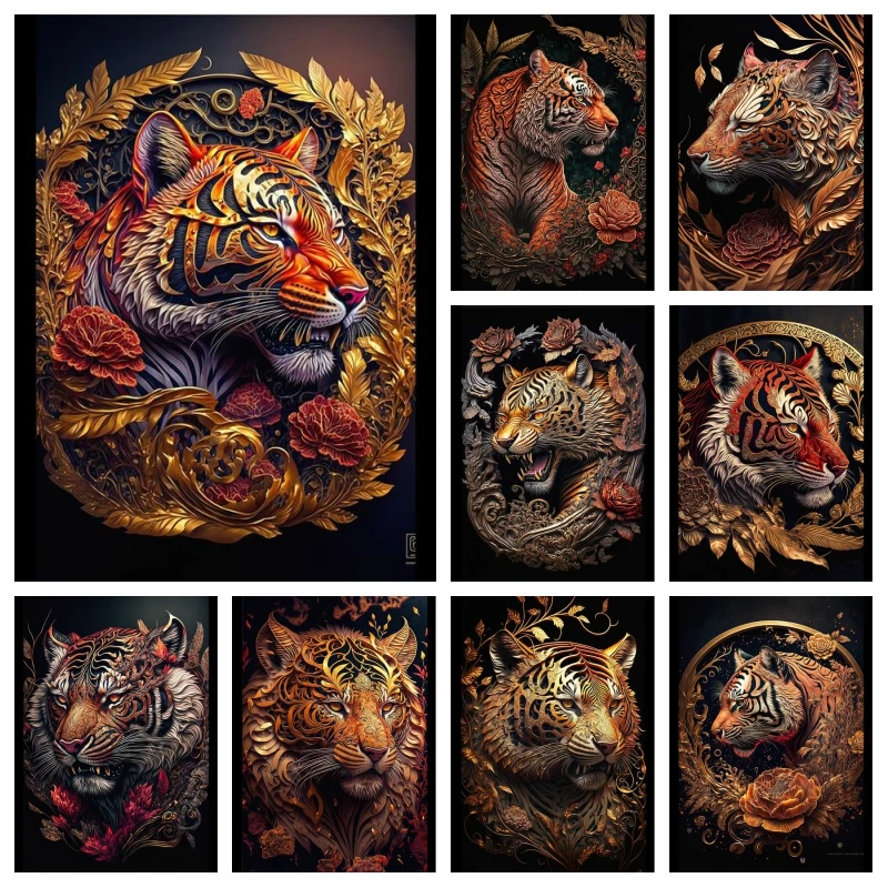 

New Arrival 2023 5D Diamond Painting Tiger Head Full Round Square Drill Mosaic Picture Diablo Series Handicraft Hobby Embroidery