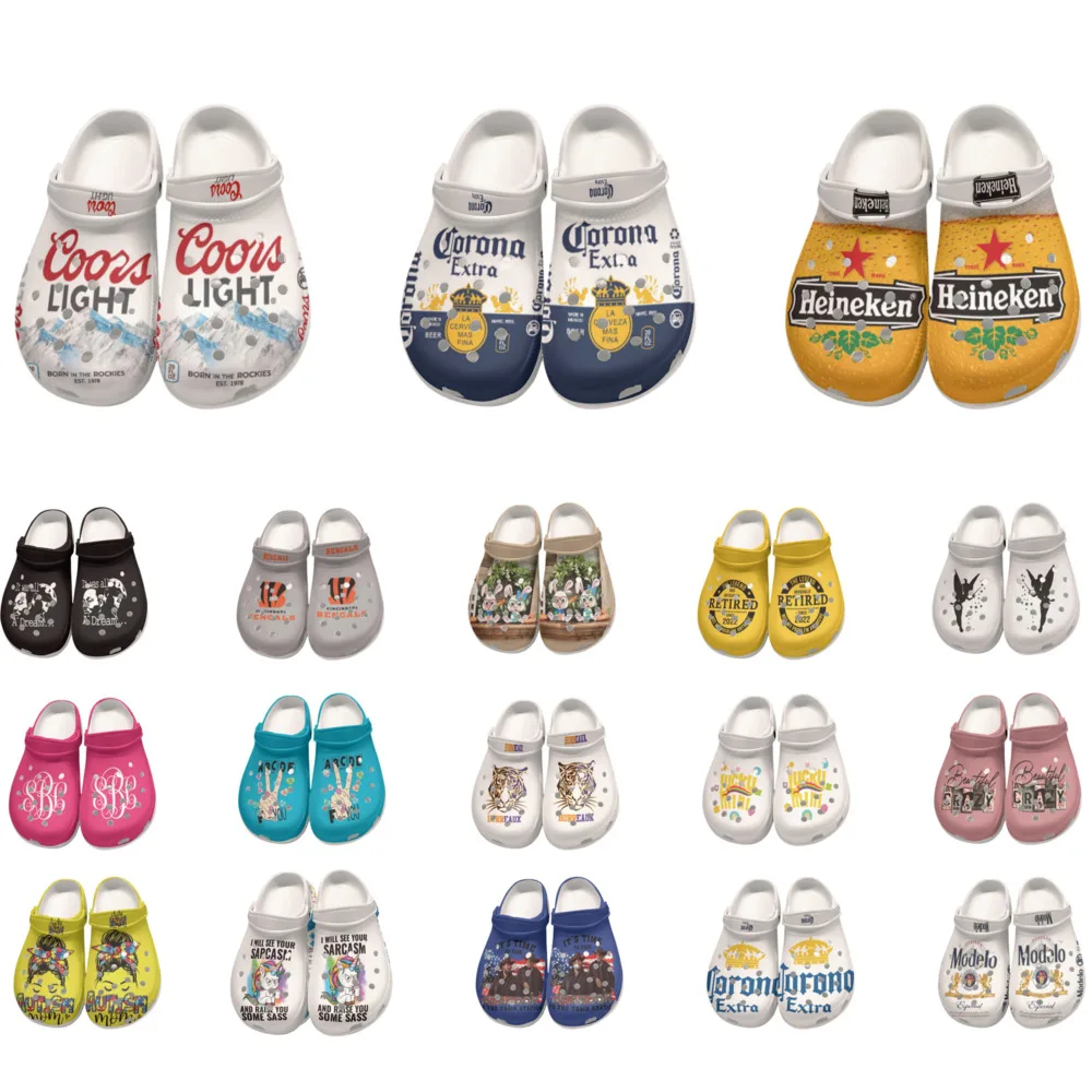 

High Quality Men Beer Croc Shoe Women Pink Spirit Lovely Rabbit Garden Shoes Lucky Tiger Pattern Clog Shoes Available Customized