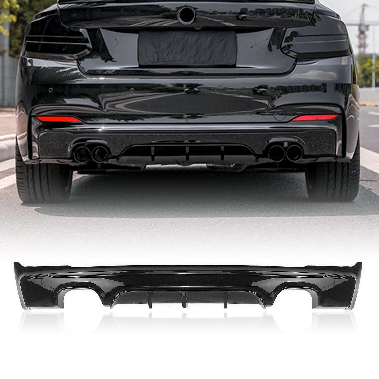 

Car Rear Bumper Diffuser Lip Quad Exhaust Lower Spoiler Plate Splitter Guard Body Kit For BMW 2 Series 2 Coupe 2014-2020