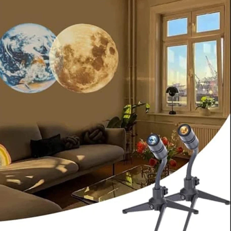 

LED Moon Earth Projector Lamp Photo Atmosphere Bedroom Rotating Night Light Planet Magic Moon Earth LED Lamp For Room Decor