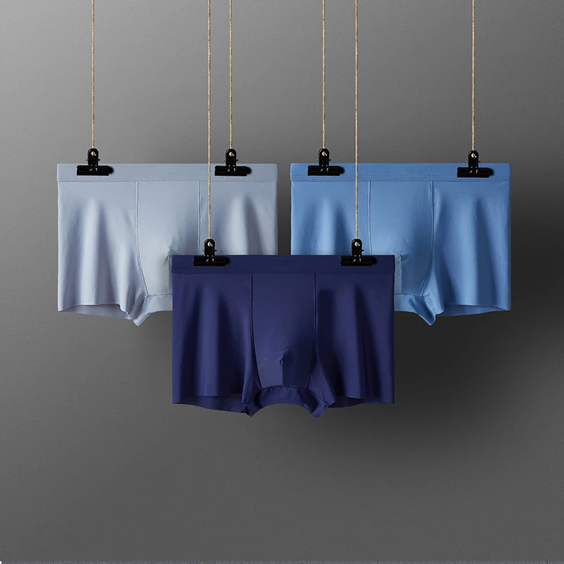 3-pack Milk Silk Printed Thin 3D Convex Bag Men's Underwear With Breathable And Refreshing Ice Silk Boxer Shorts For Men