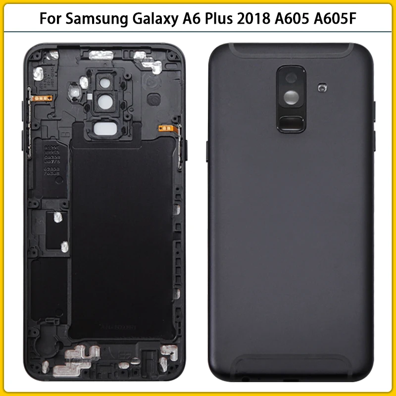 

For Samsung Galaxy A6 Plus 2018 A6+ A605 A605F Metal Middle Frame Battery Back Cover Rear Housing Case Camera Lens Side Buttons