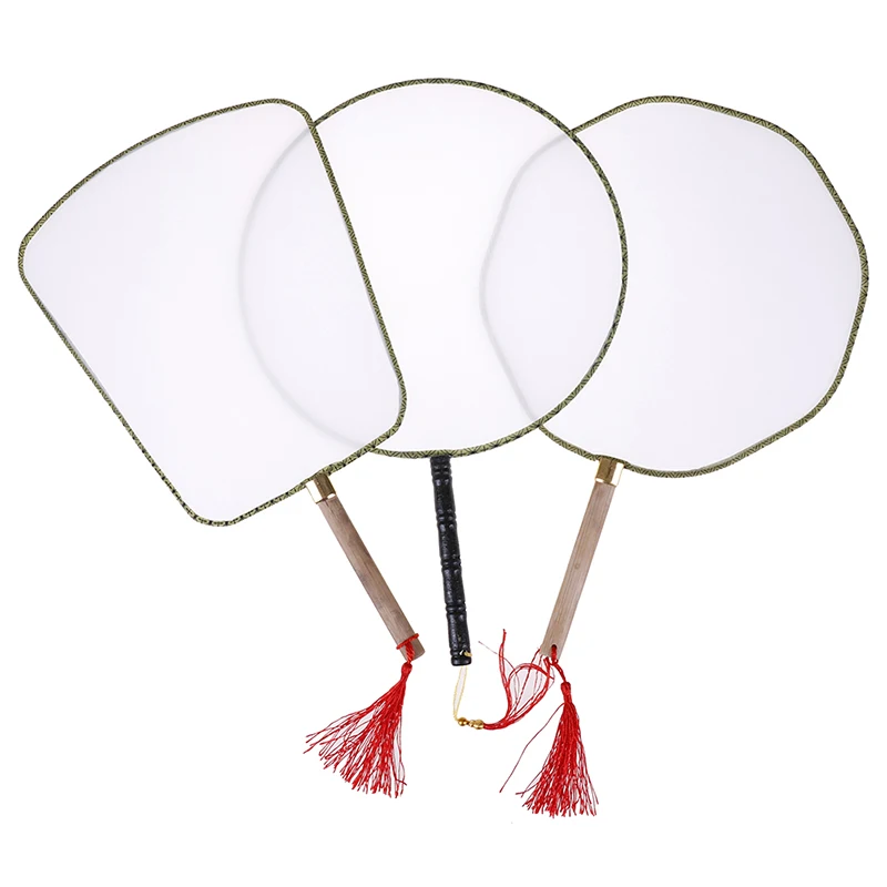 

White Elegant Hand Fan Gong Fan Blank Children DIY Art Painted Fan New