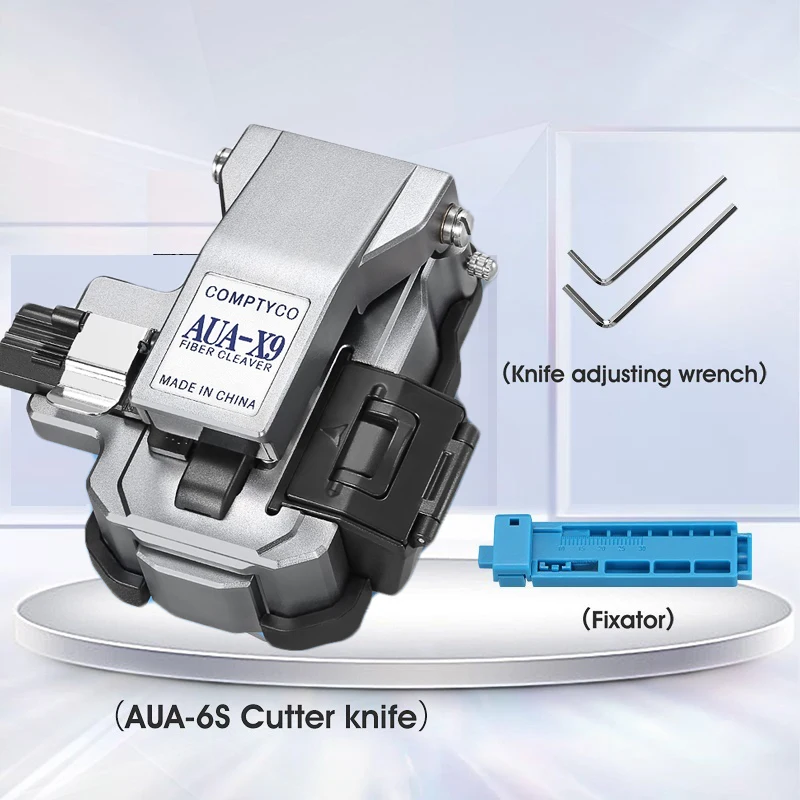 FTTH Fiber Optic Tool Kit with AUA-X9 Fiber Cleaver -70~+10dBm/-50~+26dBm G10 Optical Power Meter 10mw Visual Fault Locator
